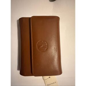 Anne Klein II Women's Dayton Cowhide Leather Snap Trifold Wallet Brown NWT